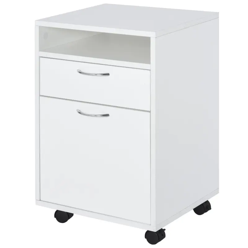 Mobile File Cabinet Organizer Home Office Filing Organizer W/ Castor, Key, Brown - Image 6
