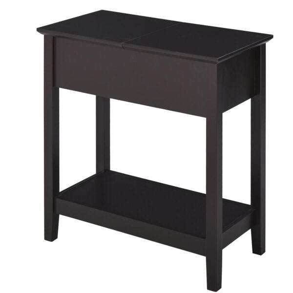 Modern Freestanding Countertop Side Table With Swing Hinge Storage Compartment