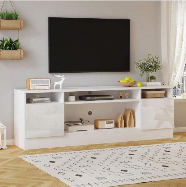 Modern TV Stand With Storage Cabinet - Fits 36'' Electric Fireplace