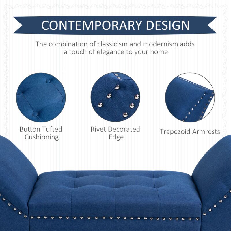 Modern Upholstered Accent Bench W/out Tilted Legs, High-density Sponge - Image 4
