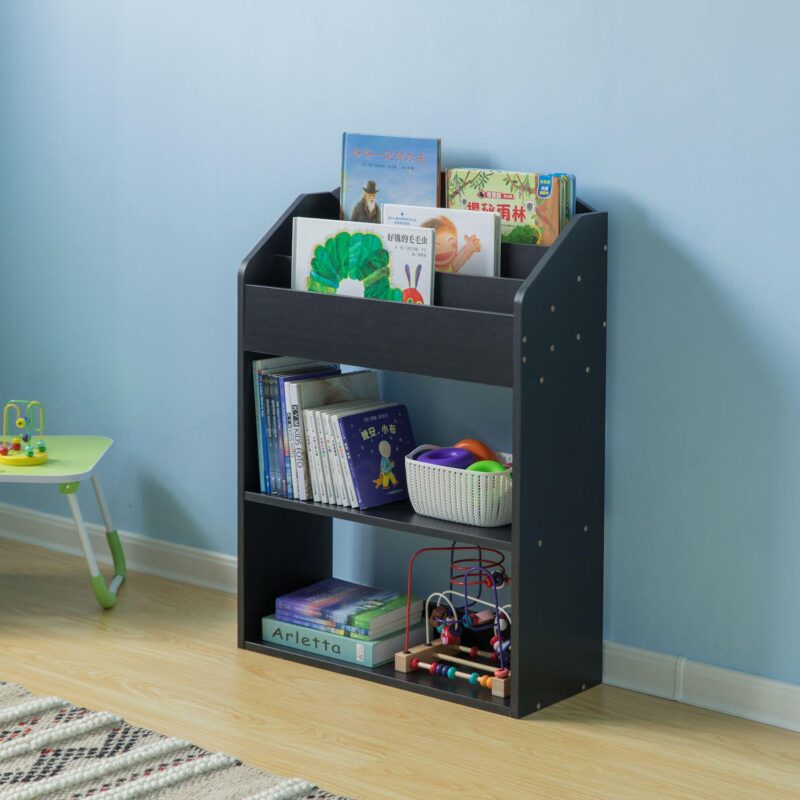 Modern Wooden Storage Bookcase With Shelf, Playroom Bedroom Living And Office - Image 3