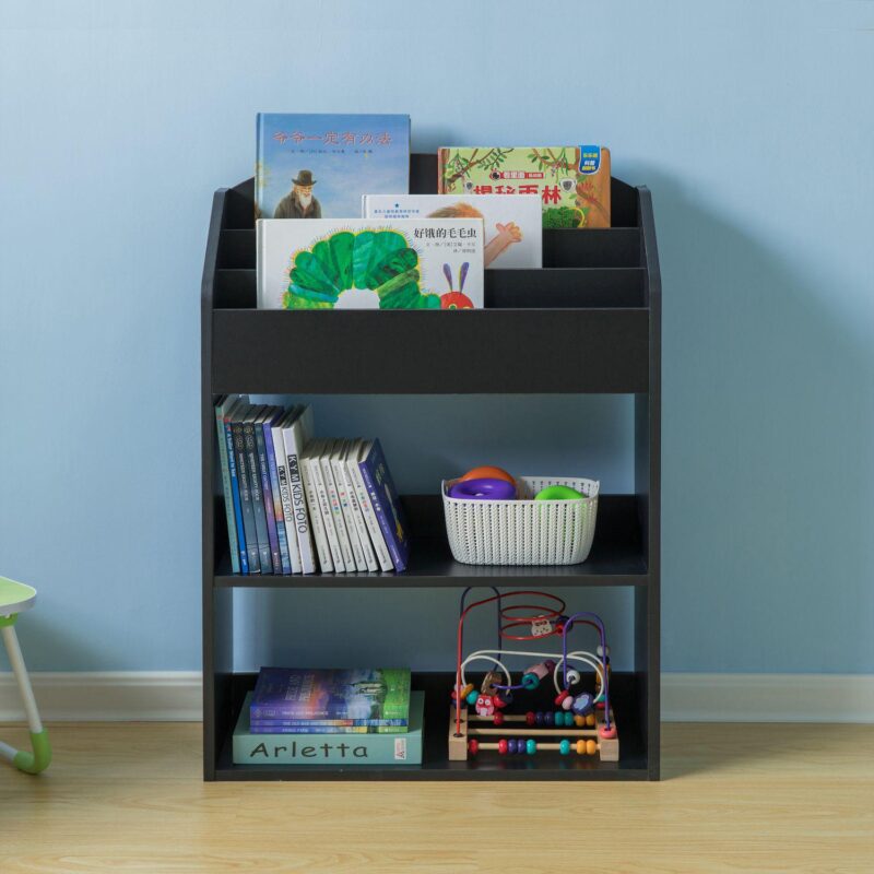Modern Wooden Storage Bookcase With Shelf, Playroom Bedroom Living And Office - Image 2