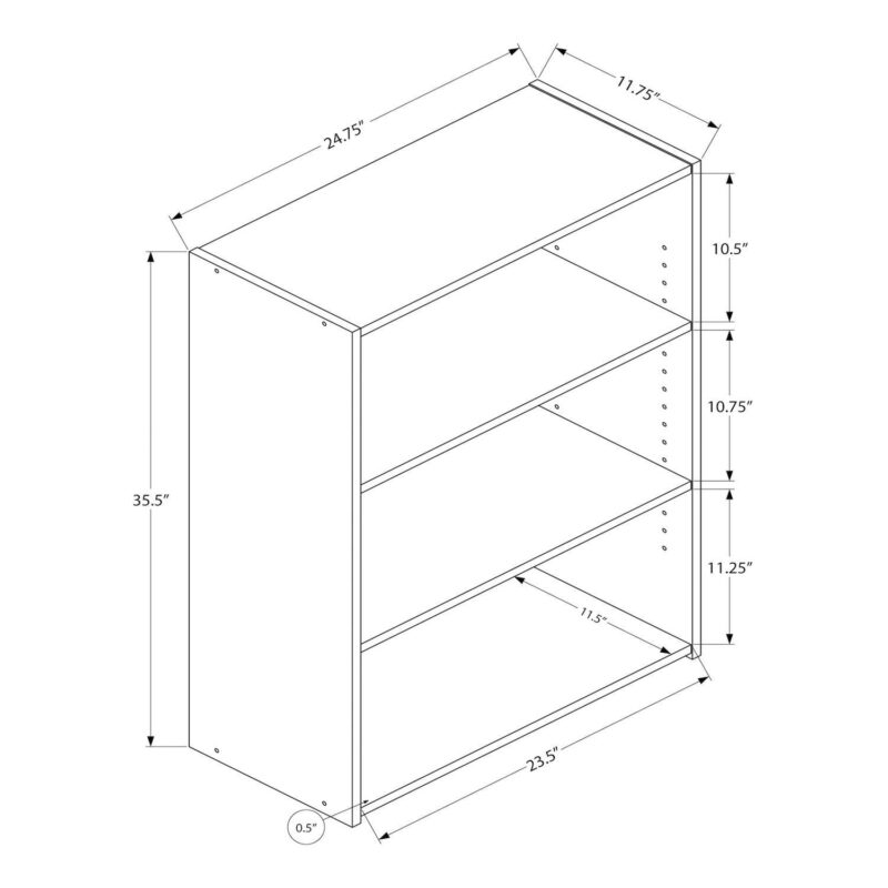Monarch 36-in. 3-Shelf Bookcase - Image 4