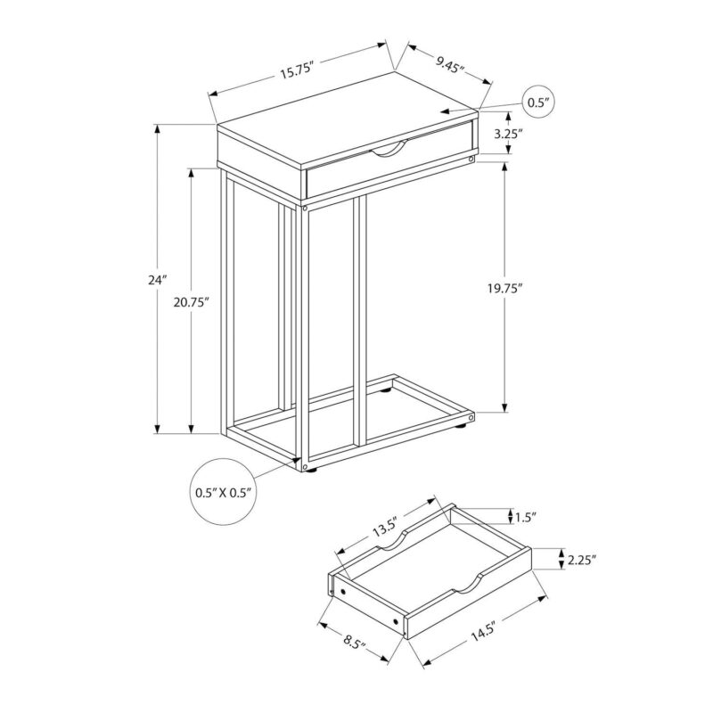 Monarch C-Shape 1-Drawer End Table - Image 4