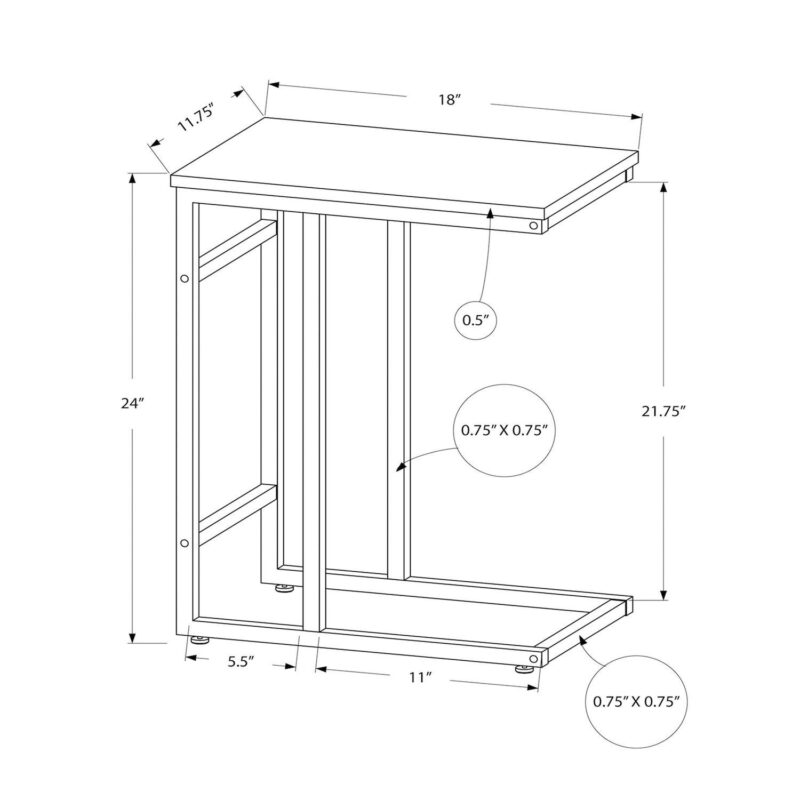 Monarch C-Shape Contemporary End Table - Image 4