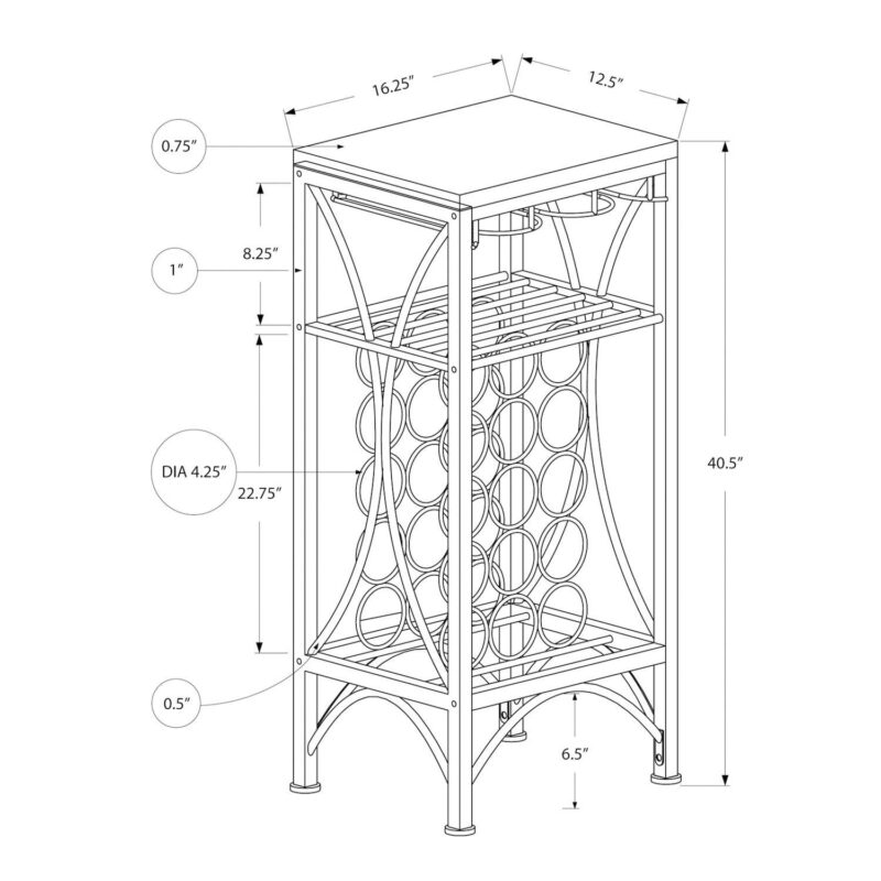 Monarch Home Bar Wine Rack Floor Decor - Image 4
