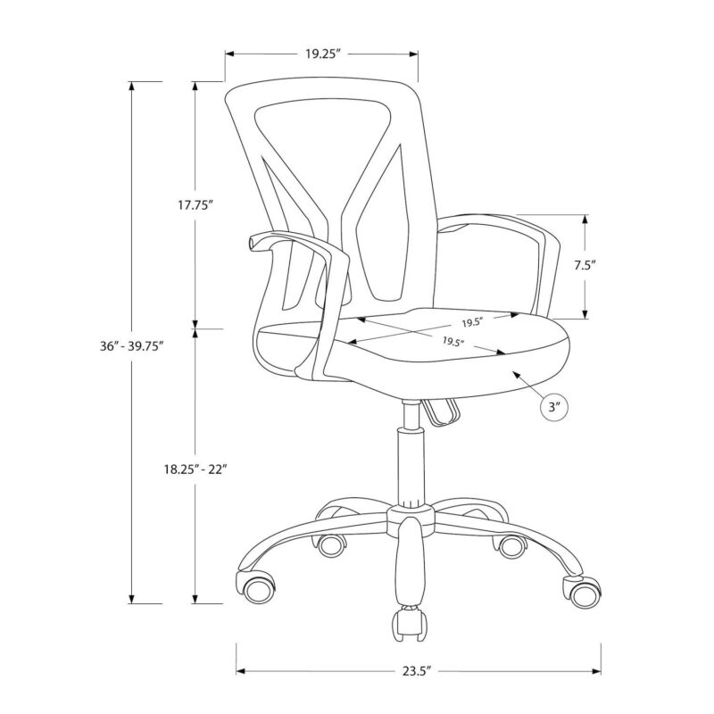 Monarch Mid-Back Adjustable Fixed Armrests Office Chair - Image 5