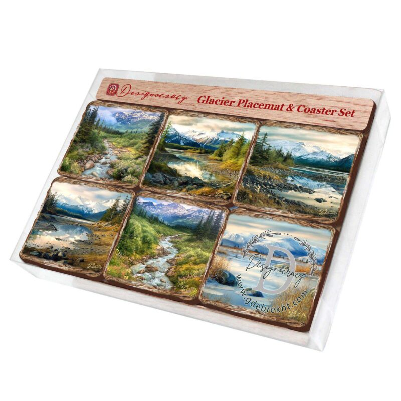 Mountain River Wooden Cork Placemat And Coasters Gift Set Of 7 - Image 5