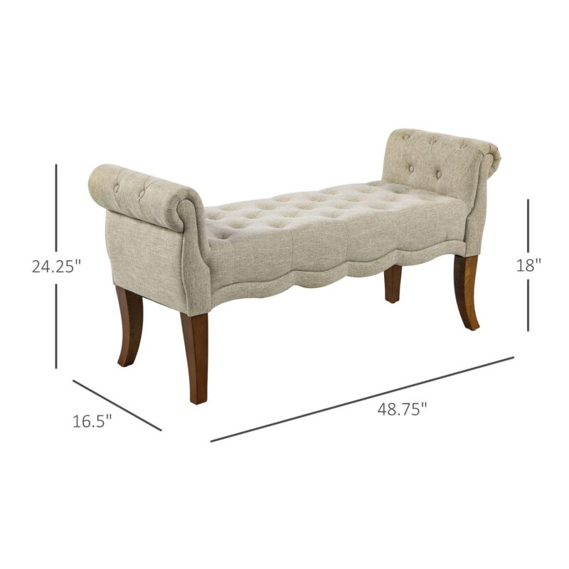 Multipurpose Button Tuft Fabric Design Sitting Lounger For Hallway Or Bedroom - Image 2