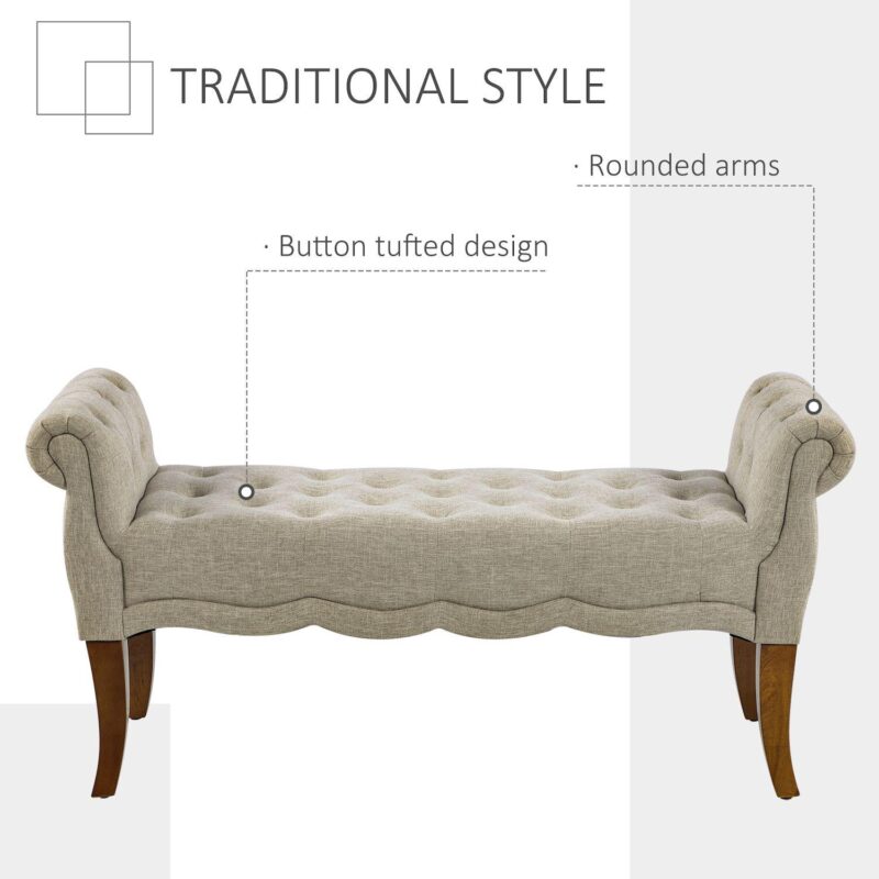 Multipurpose Button Tuft Fabric Design Sitting Lounger For Hallway Or Bedroom - Image 3