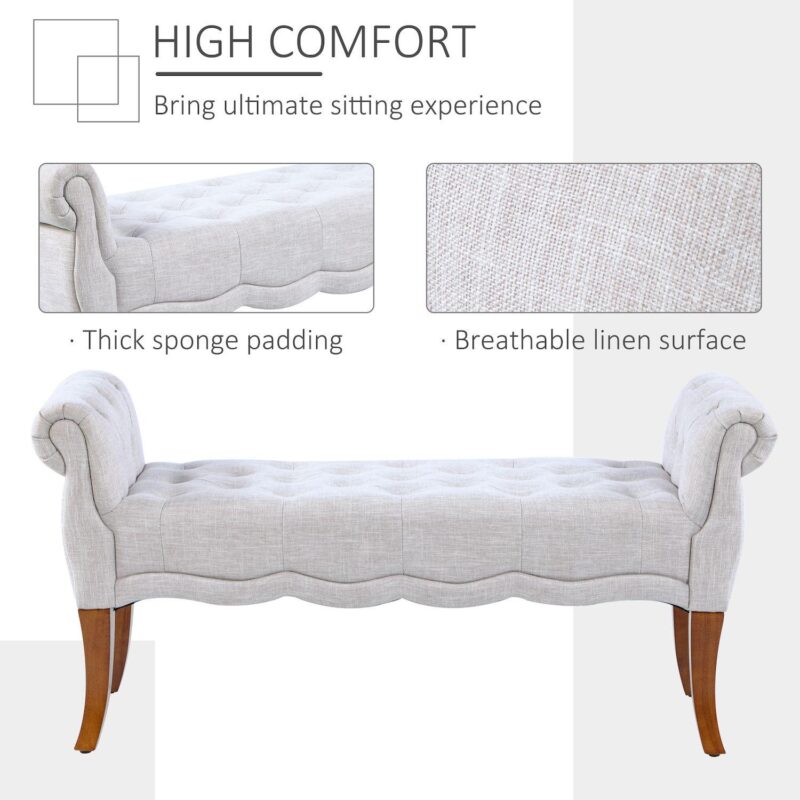 Multipurpose Button Tuft Fabric Design Sitting Lounger For Hallway Or Bedroom - Image 4