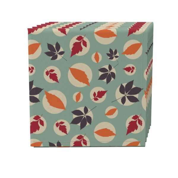 Napkin Set of 4, 100% Cotton, 20x20 , Leaves in Dots