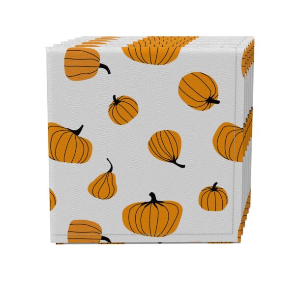 Napkin Set of 4, 100% Cotton, 20x20 , Simple Pumpkin Design