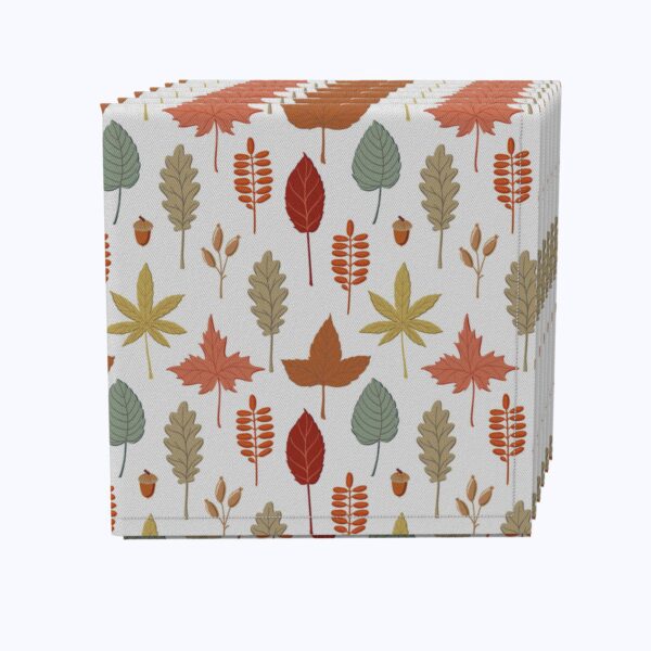 Napkin Set of 4, 100% Cotton, 20x20 , Foliage Illustration