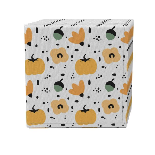 Napkin Set of 4, 100% Cotton, 20x20 , Cartoon Pumpkin Design