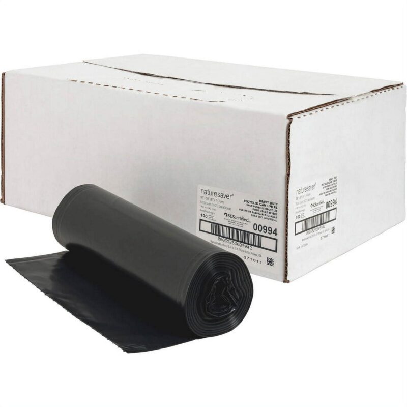 Nature Saver Trash Can Liners Rcycld 55-60 Gal 1.65mil 38 x58  100/BX BK 00994 - Image 2