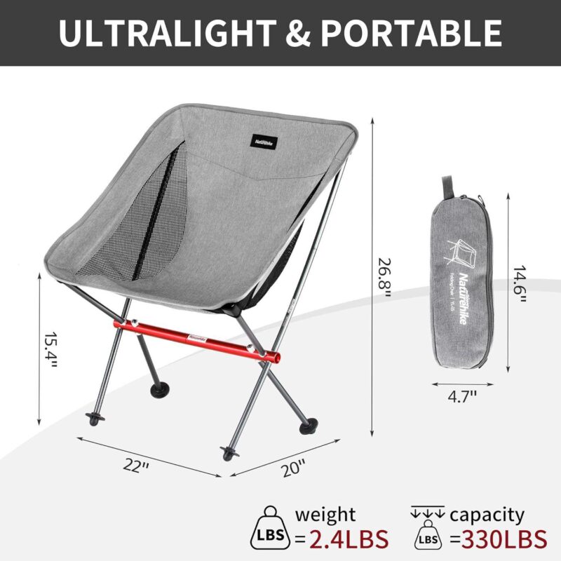 Naturehike YL05 Camping Chair, All Aluminum Frame Ultralight Camp Chair With Storage Bag For Picnic - Image 2