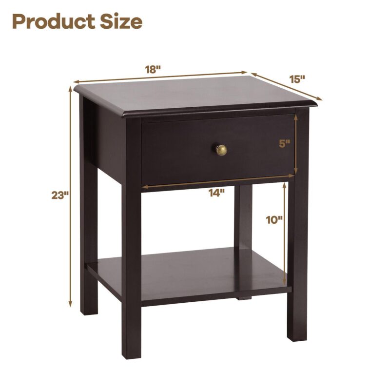Nightstand End Table with Drawer and Shelf - Image 3