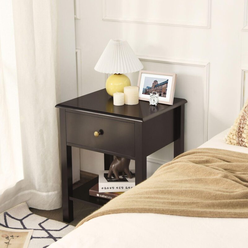 Nightstand End Table with Drawer and Shelf - Image 2