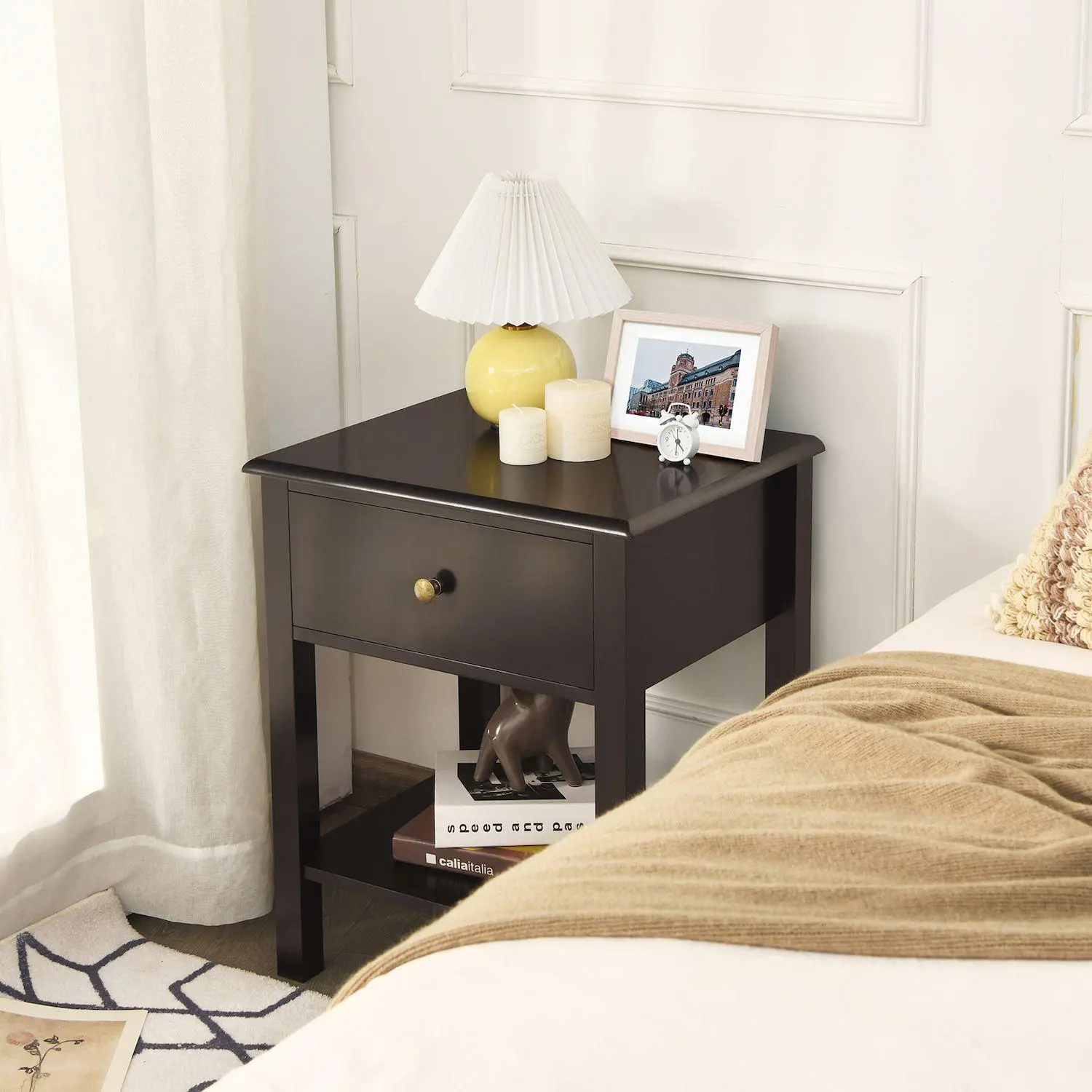 Nightstand End Table with Drawer and Shelf 2 Nightstand End Table with Drawer and Shelf - Image 2