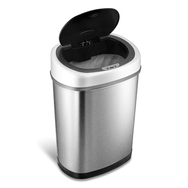 Nine Stars 11.1 Gal / 42L Motion Sensor Oval Trash Can, Fingerprint-Resistant Stainless Steel - Image 8