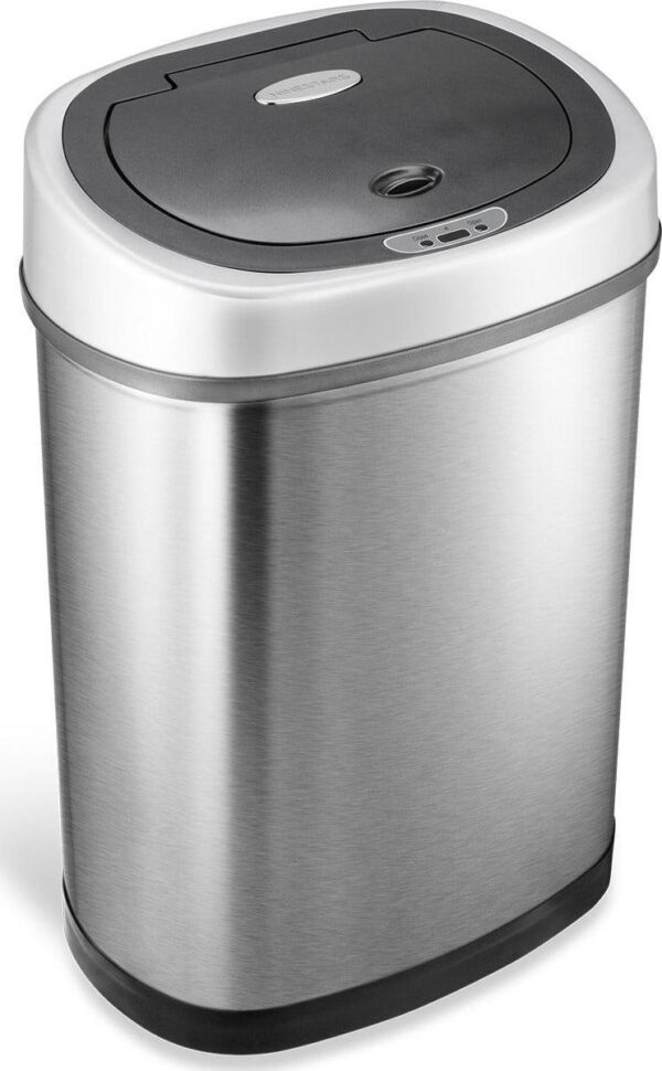 Nine Stars 11.1 Gal / 42L Motion Sensor Oval Trash Can, Fingerprint-Resistant Stainless Steel