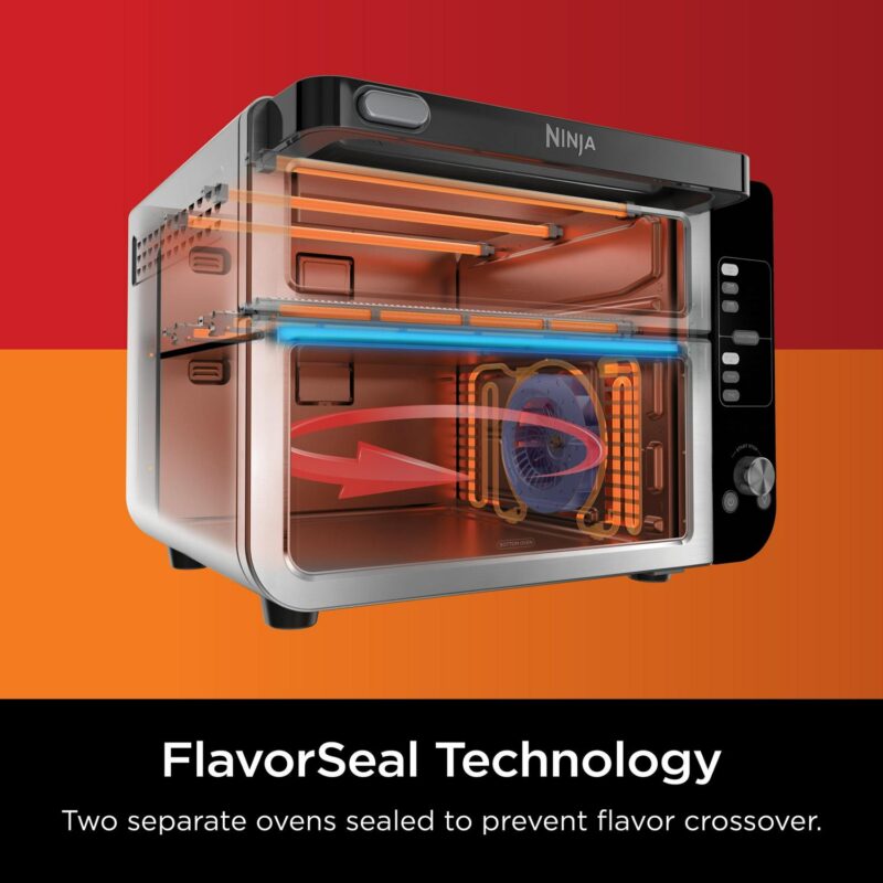 Ninja 10-in-1 Double Oven with FlexDoor, Rapid Top Oven, Convection and Air Fry Bottom Oven, Stainless Steel, DCT400 - Image 3