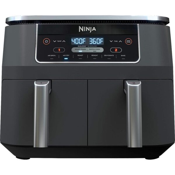 Ninja 8 qt 2-Basket Air Fryer, Black - DualZone Technology, Smart Finish (Used)