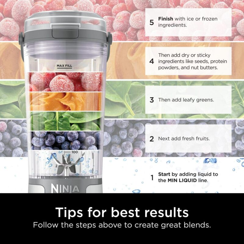 Ninja Blast 16 oz. Personal Portable Blender with Leak Proof Lid and Easy Sip Spout, Perfect for Smoothies, White, BC100WH - Image 14