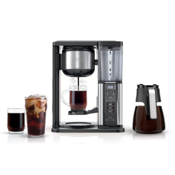 Ninja CM300 Hot and Iced Coffee Maker, Single Serve Coffee Maker, Drip Coffee, Stainless, Glass Carafe