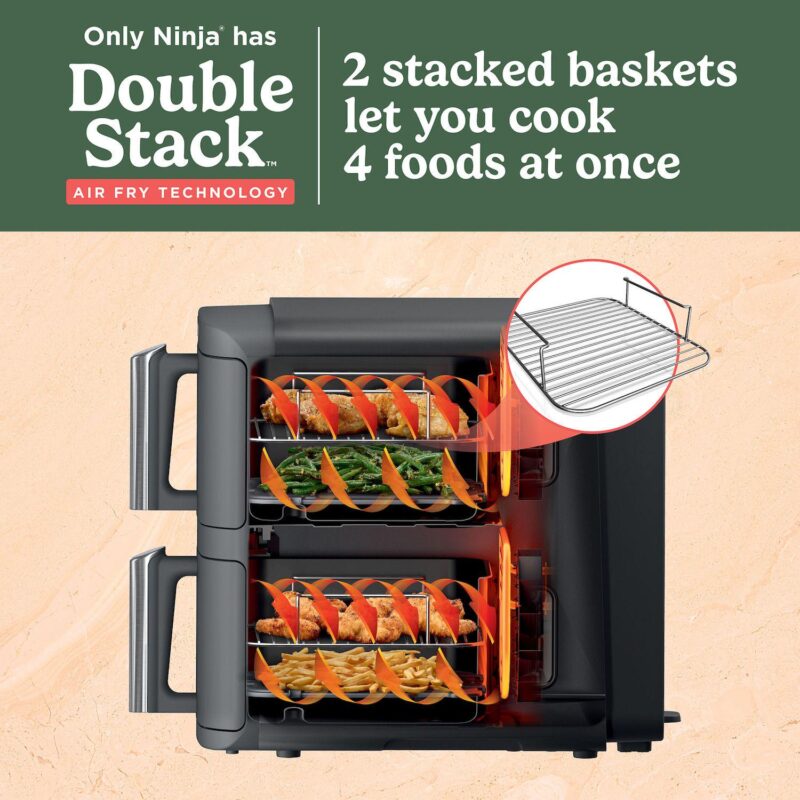 Ninja DoubleStack XL 10-qt. 6-in-1 Two-Basket Air Fryer SL401 - Image 8