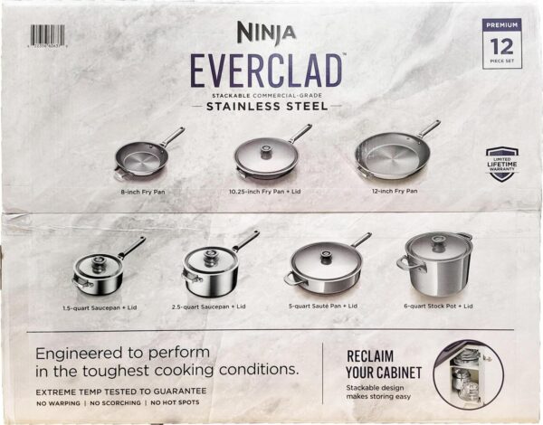 Ninja Everclad 12 Piece Oven Safe Stainless Steel Cookware Set