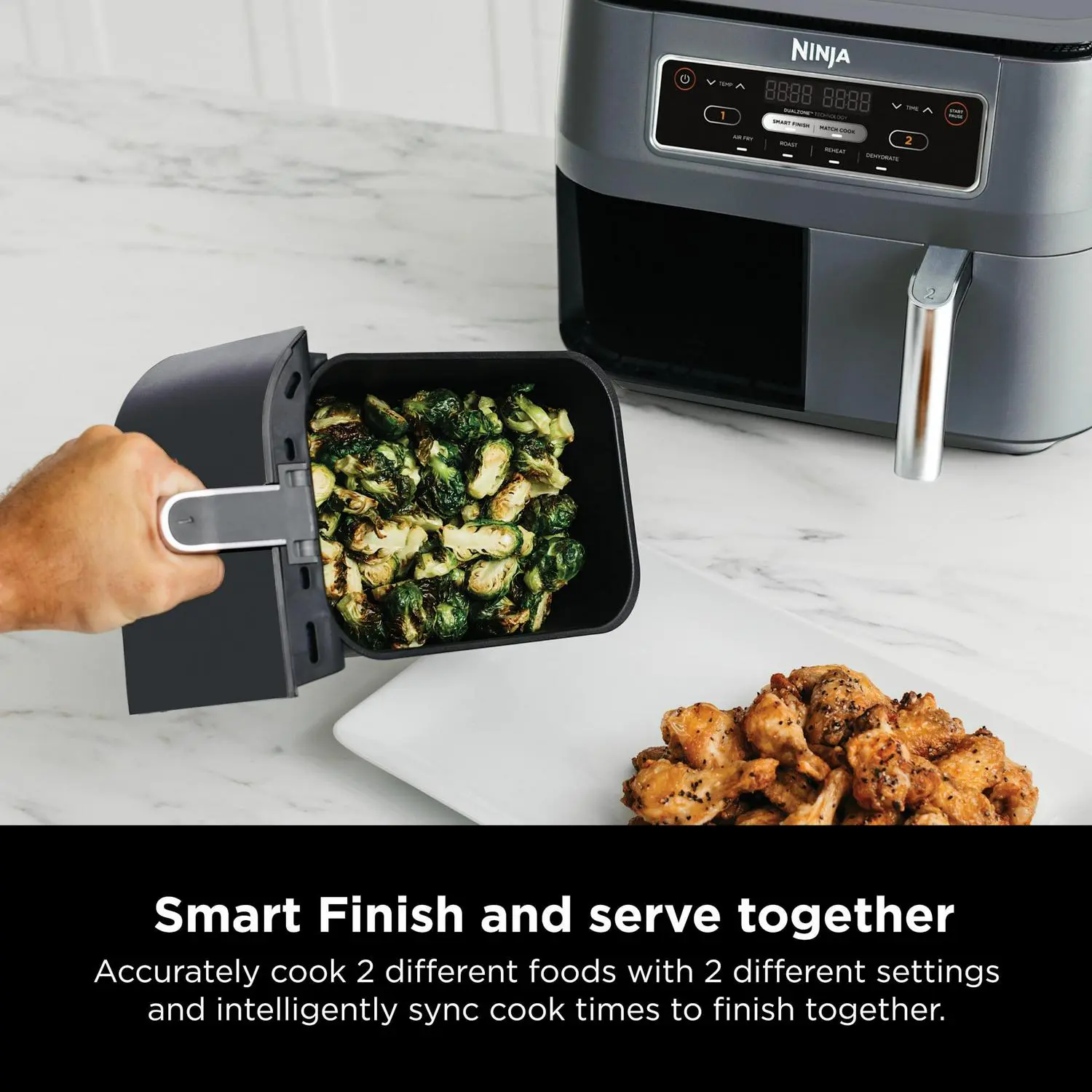 Ninja Foodi 4 in 1, 8 Qt. 2 Basket Air Fryer with DualZone Technology, Air Fry, Roast and More 6 Ninja Foodi 4 in 1, 8 Qt. 2 Basket Air Fryer with DualZone Technology, Air Fry, Roast and More - Image 6