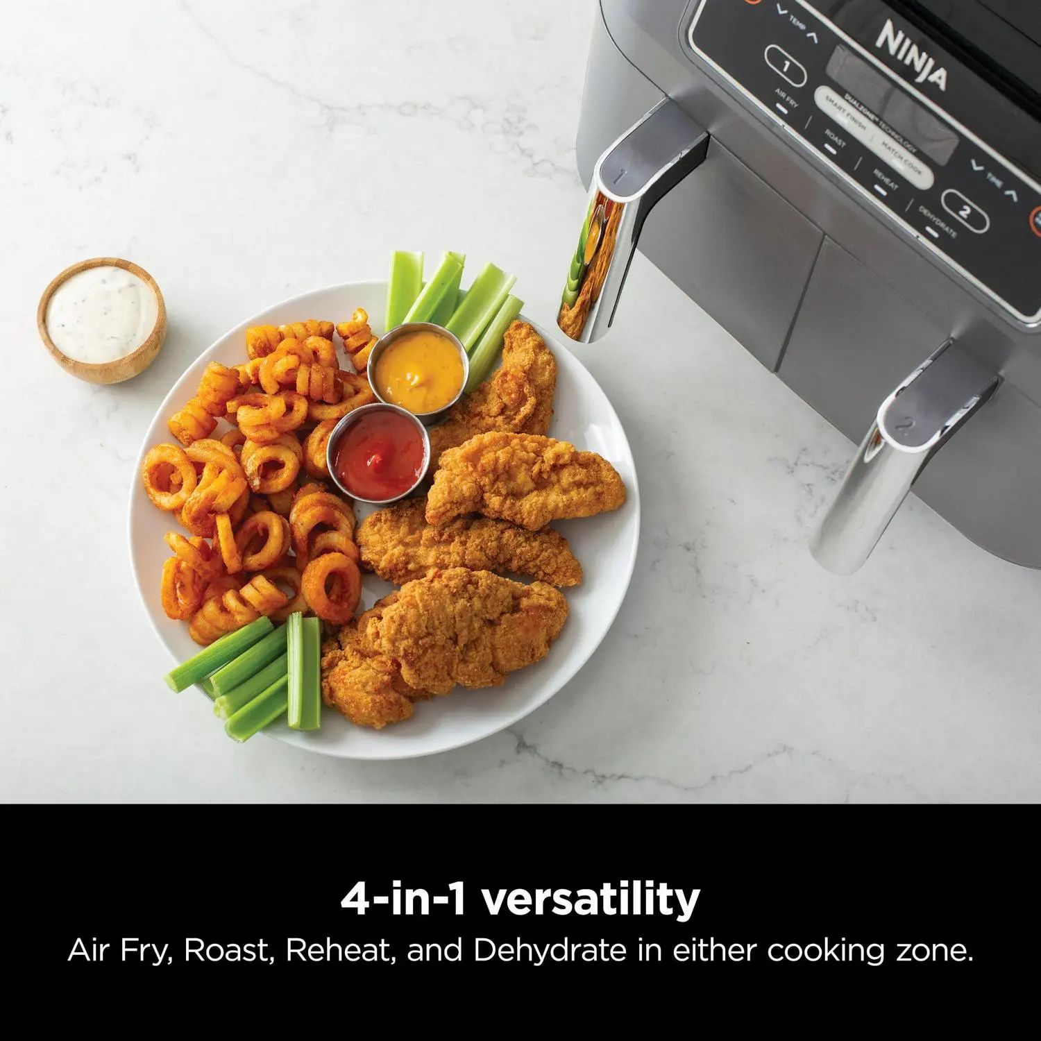 Ninja Foodi 4 in 1, 8 Qt. 2 Basket Air Fryer with DualZone Technology, Air Fry, Roast and More 4 Ninja Foodi 4 in 1, 8 Qt. 2 Basket Air Fryer with DualZone Technology, Air Fry, Roast and More - Image 4