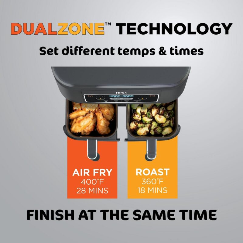 Ninja Foodi 4 in 1, 8 Qt. 2 Basket Air Fryer with DualZone Technology, Air Fry, Roast and More - Image 7