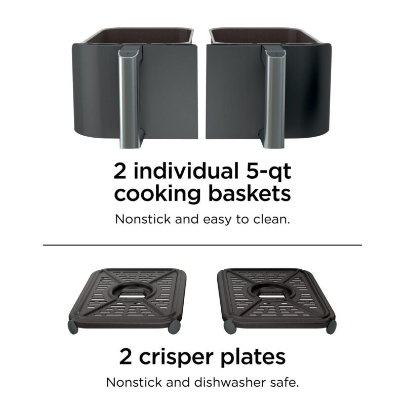 Ninja Foodi 6-in-1 10-qt. XL 2-Basket Air Fryer with DualZone Technology, DZ401 - Image 9