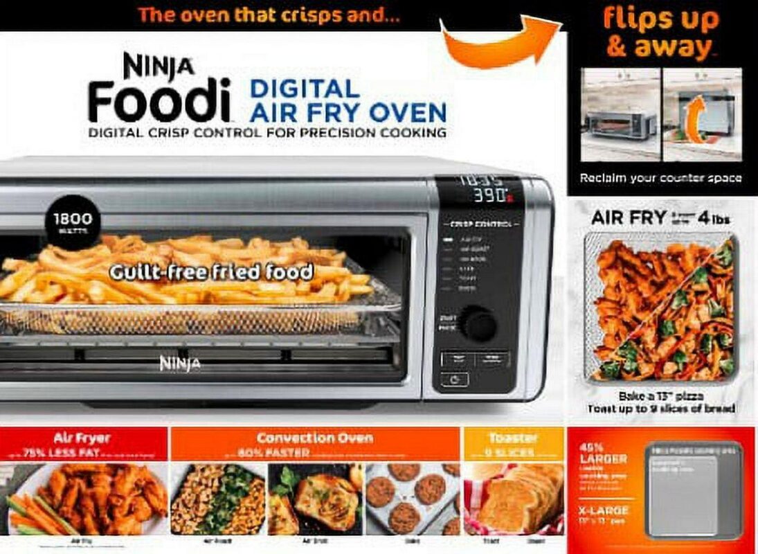 Ninja Foodi 6-in-1 Digital Air Fry, Large Toaster Oven, Flip-Away, SP080 - Image 8