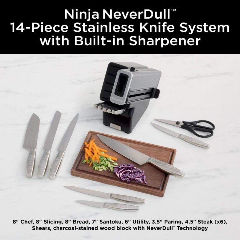 Ninja Foodi NeverDull Premium 14-Piece Stainless Knife System with Built-in Sharpener, K62014 - Image 2