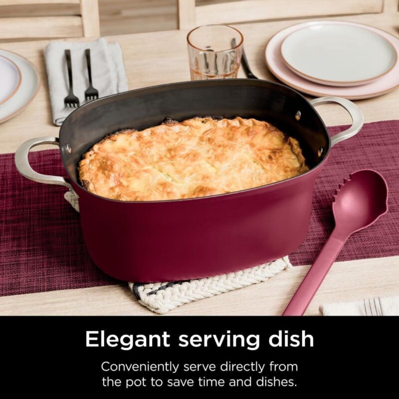 Ninja MC1000 Foodi Possible Cooker PRO 8.5 Quart Multi-Cooker, with 8-in-1 Slow Cooker, Dutch Oven, Steamer, Glass Lid Integrated Spoon, Nonstick, Oven Safe Pot to 500A F Cherry Tarte, EASY CLEANUP - Image 5