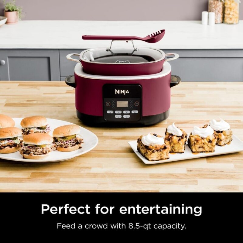 Ninja MC1000 Foodi Possible Cooker PRO 8.5 Quart Multi-Cooker, with 8-in-1 Slow Cooker, Dutch Oven, Steamer, Glass Lid Integrated Spoon, Nonstick, Oven Safe Pot to 500A F Cherry Tarte, EASY CLEANUP - Image 3