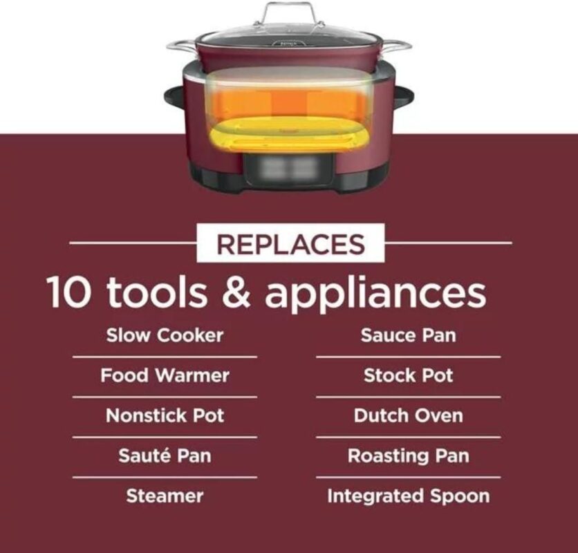 Ninja MC1000 Foodi Possible Cooker PRO 8.5 Quart Multi-Cooker, with 8-in-1 Slow Cooker, Dutch Oven, Steamer, Glass Lid Integrated Spoon, Nonstick, Oven Safe Pot to 500A F Cherry Tarte, EASY CLEANUP - Image 4