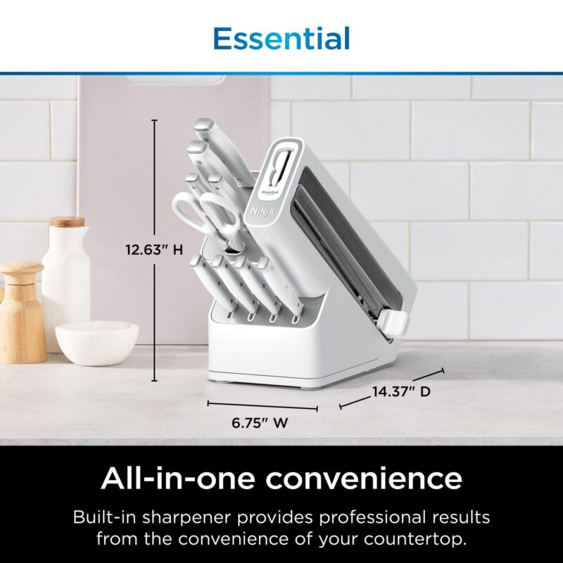 Ninja NeverDull Essential 10-Piece Knife Set with Built-in Sharpener, K12010WH - Image 9