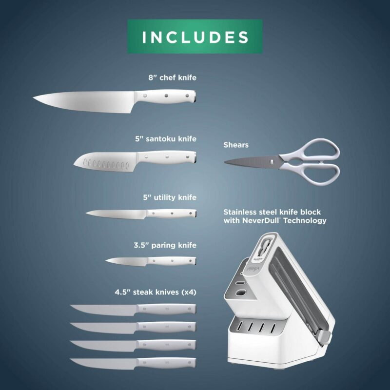 Ninja NeverDull Essential 10-Piece Knife Set with Built-in Sharpener, K12010WH - Image 10