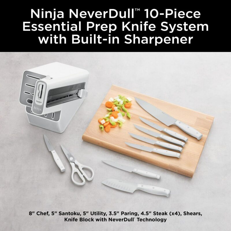 Ninja NeverDull Essential 10-Piece Knife Set with Built-in Sharpener, K12010WH - Image 2