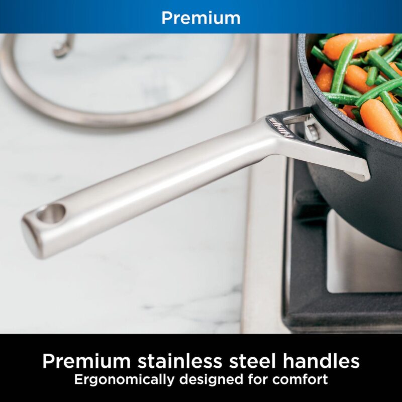 Ninja NeverStick Premium Hard-Anodized 3.5-Quart Saucepan with Glass Lid - Image 5