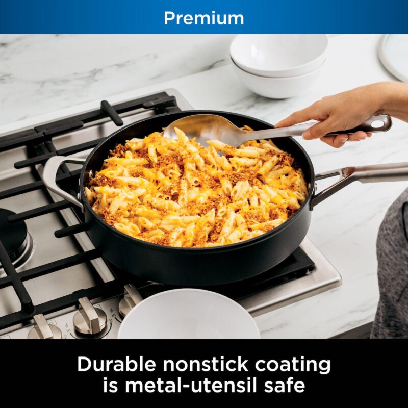 Ninja NeverStick Premium Hard-Anodized 5-Quart Saut Pan with Glass Lid - Image 3