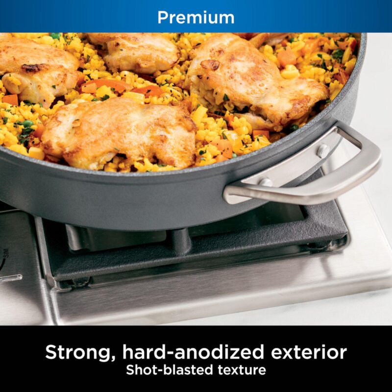 Ninja NeverStick Premium Hard-Anodized 5-Quart Saut Pan with Glass Lid - Image 6
