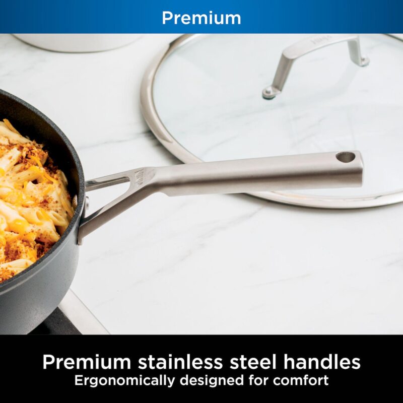 Ninja NeverStick Premium Hard-Anodized 4-Quart Saut Pan with Glass Lid - Image 6