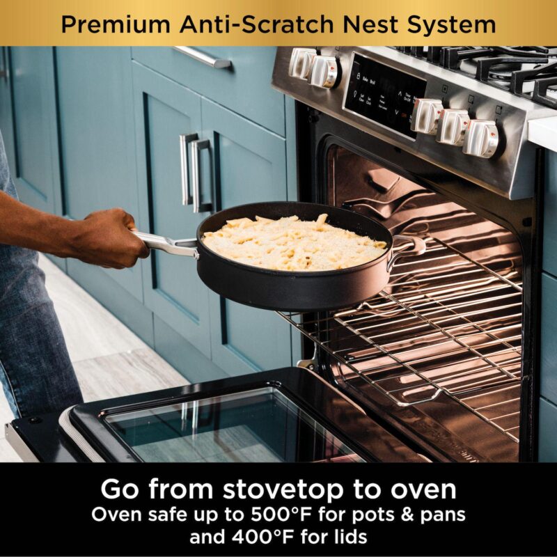 Ninja NeverStick Premium Anti-Scratch Nest System, 5-Quart Saut Pan with Glass Lid C50150 - Image 4