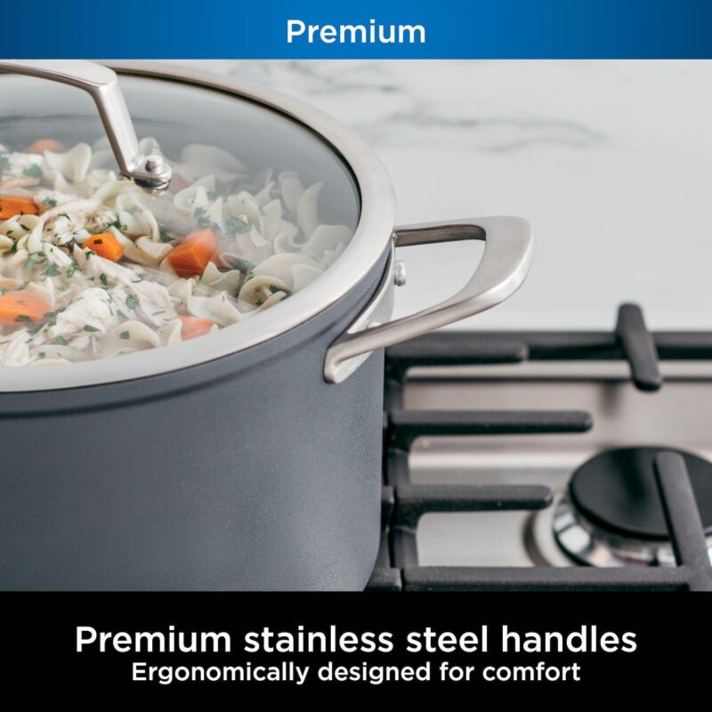 Ninja NeverStick Premium Hard-Anodized 8-Quart Stock Pot with Glass Lid - Image 6